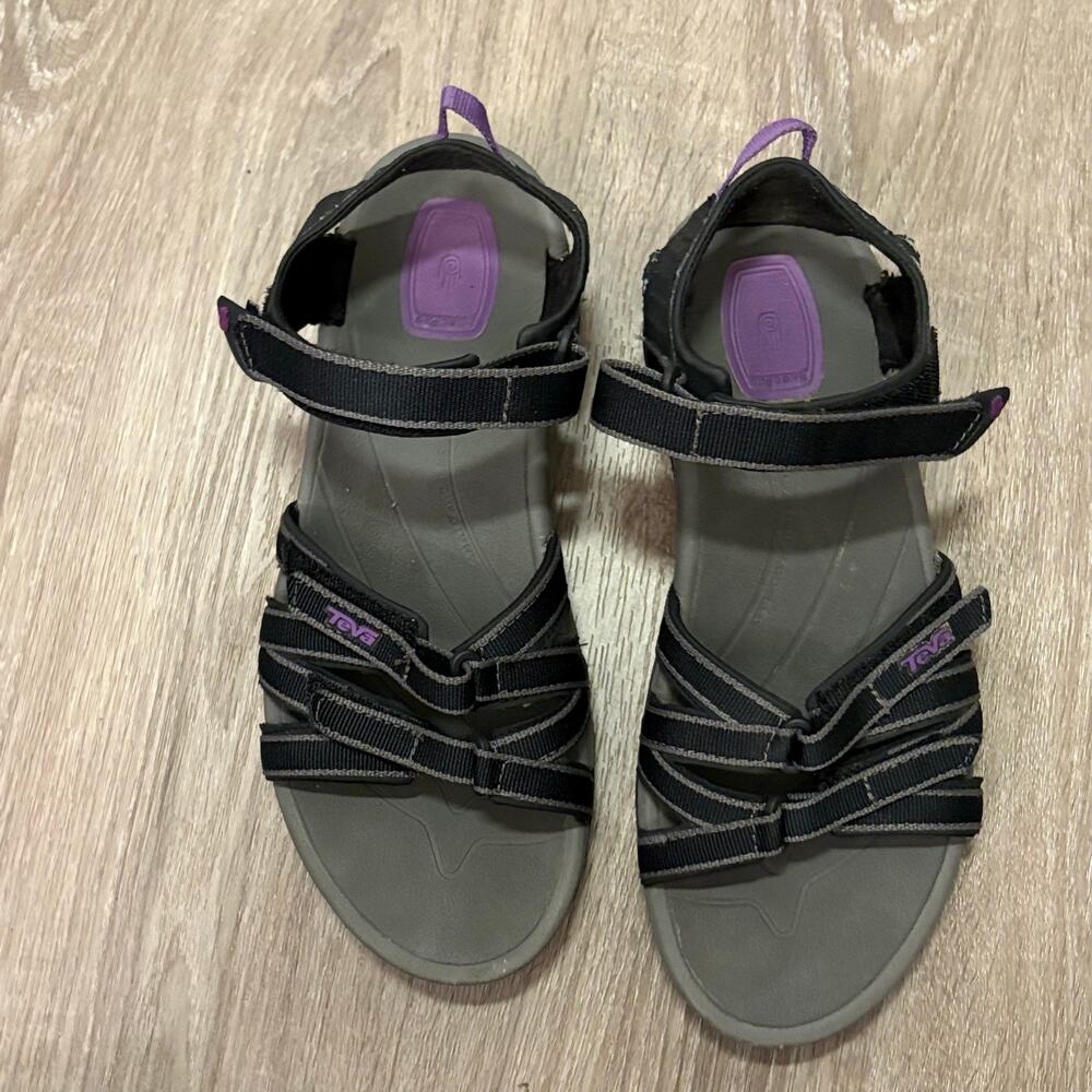 Teva Women’s Sport Sandals Sz 9 Black Purple Strappy Adjustable Comfort Outdoor - Picture 10 of 10
